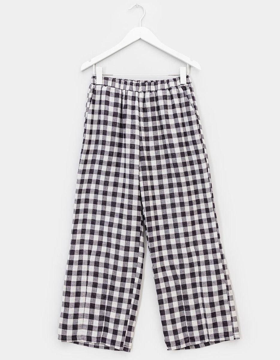 Gingham Lantern Pants in Black_0
