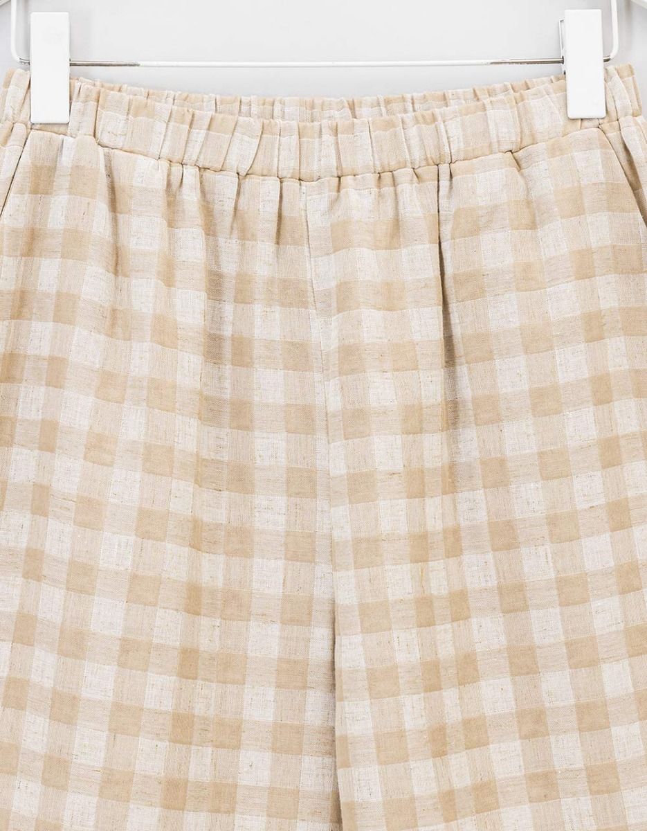 Gingham Lantern Pants in Natural_3