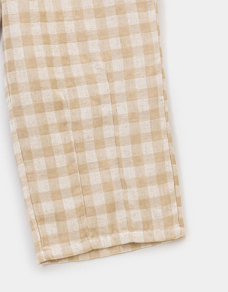 Gingham Lantern Pants in Natural_1
