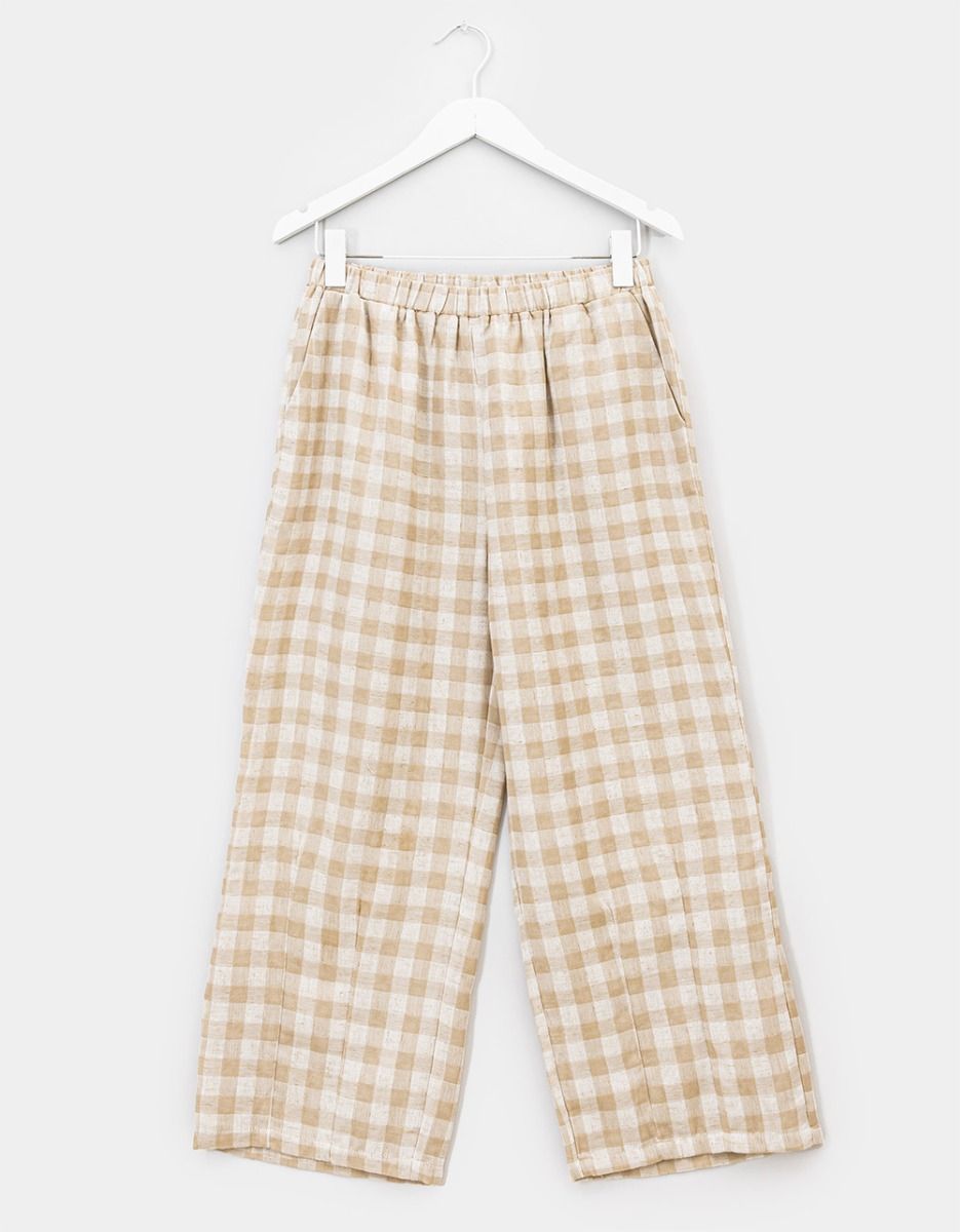 Gingham Lantern Pants in Natural_0