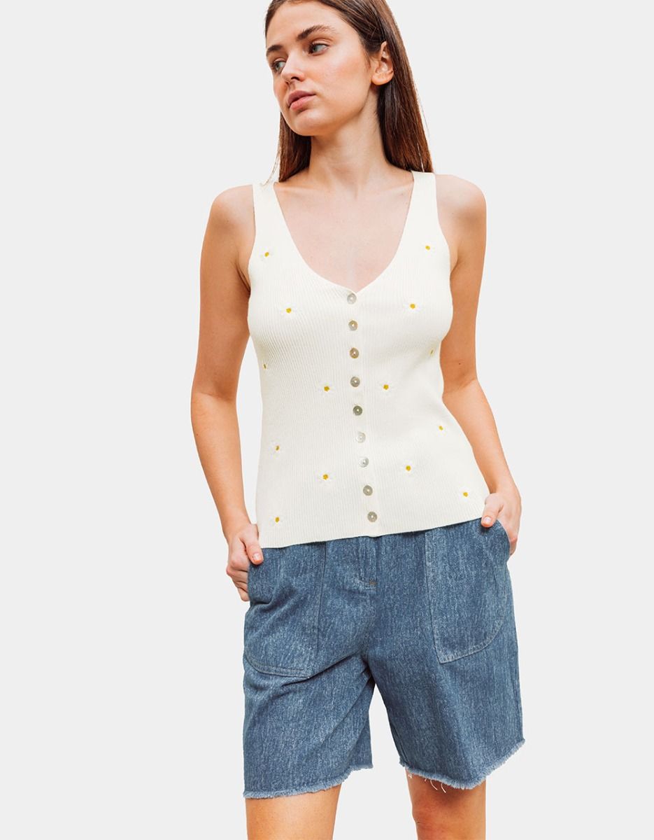 Grace Flower Tank in Creme_3