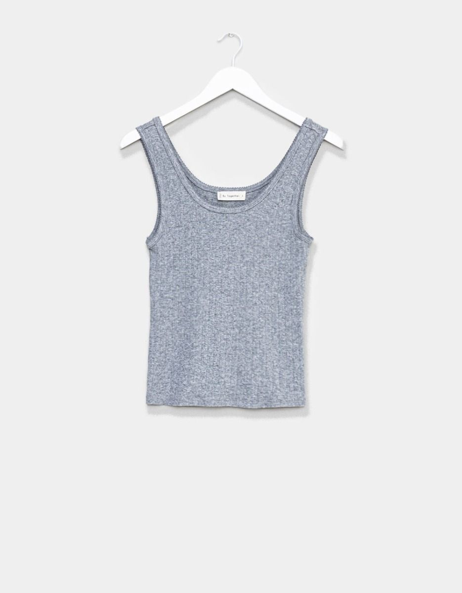 Grey Pointelle Tank_0