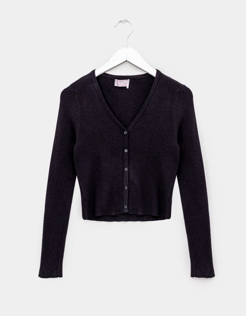 Haddy Rib Cardi in Black_0