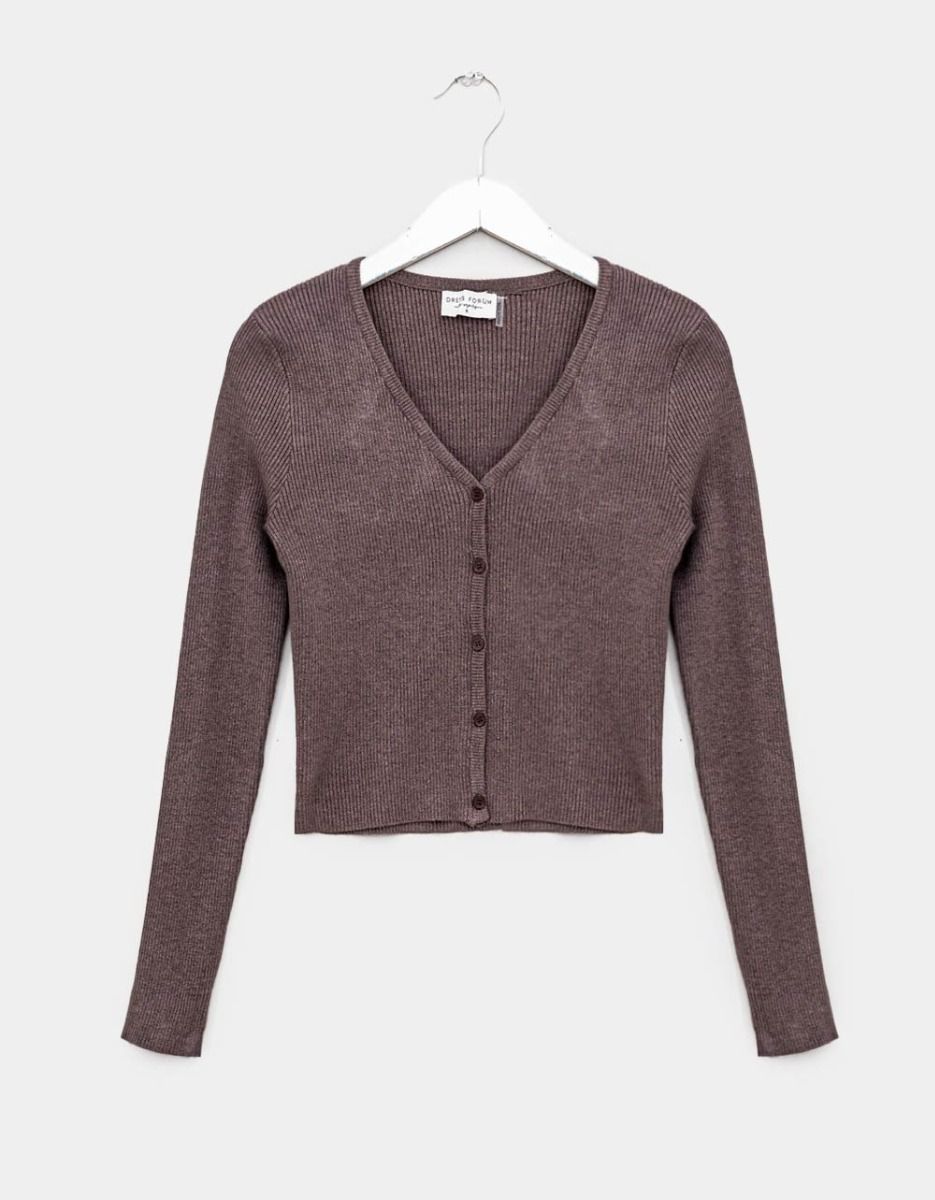 Haddy Rib Cardi in Heather_0