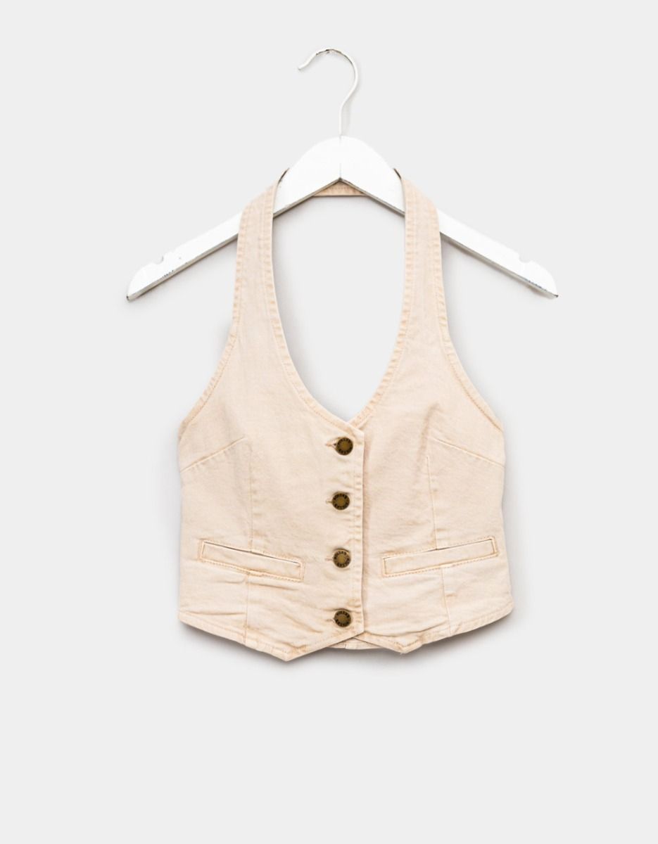 Halter Vest in Off White_0