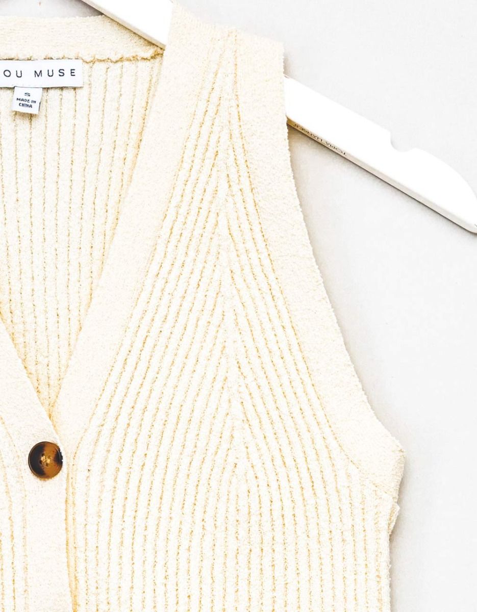 Isla Button Vest in Ivory_2