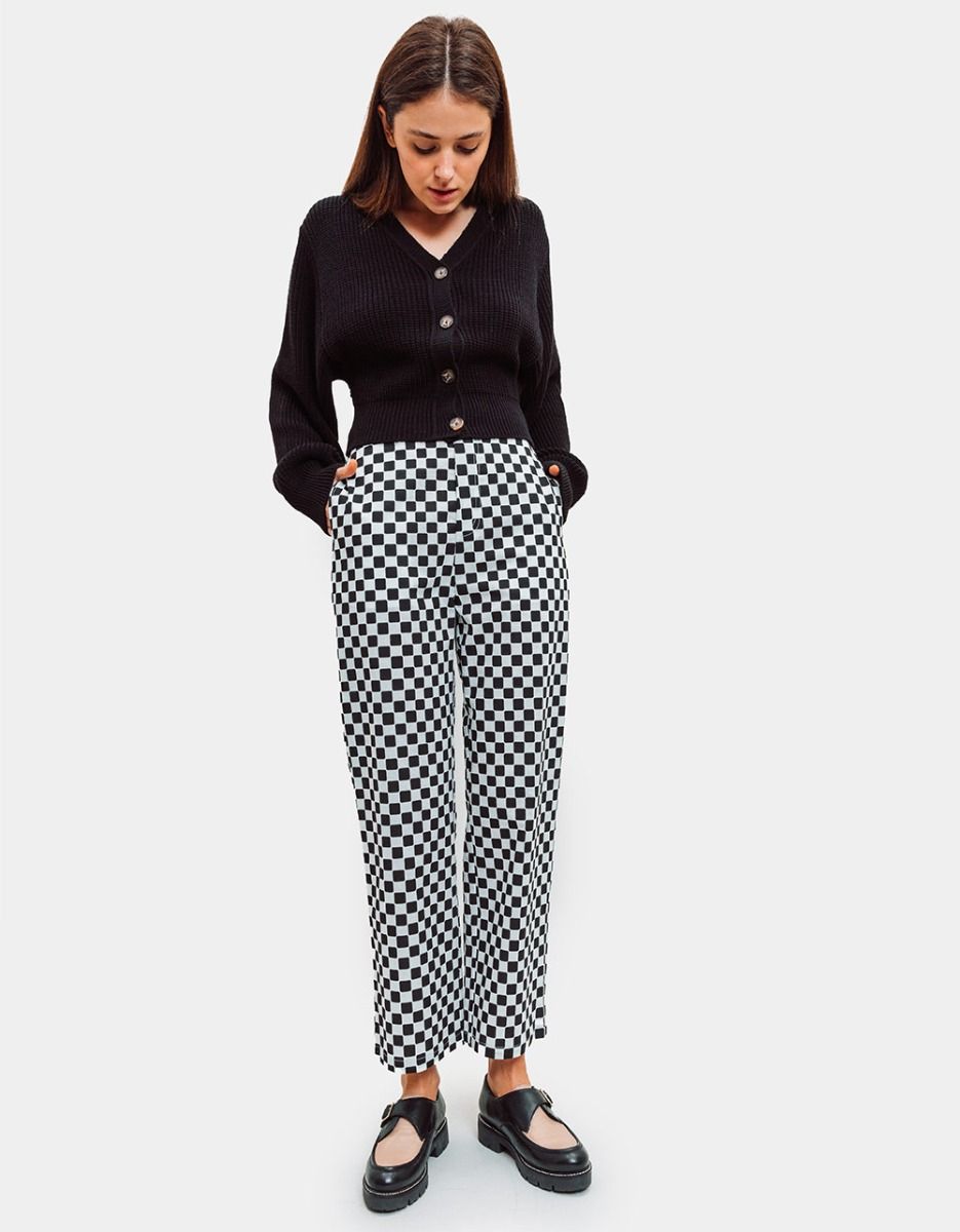 Jo Check Pants in Black_1