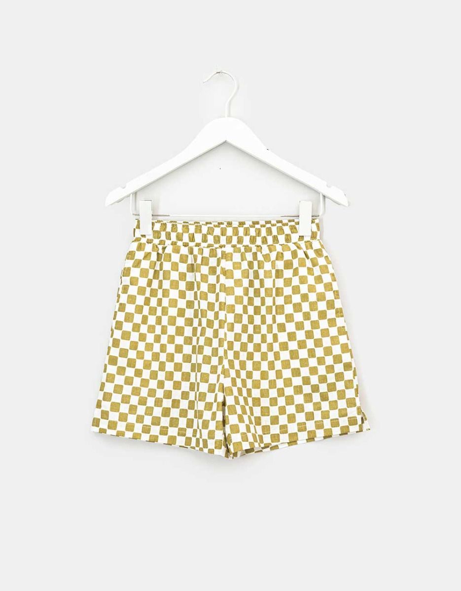 Jo Check Shorts in Green_0