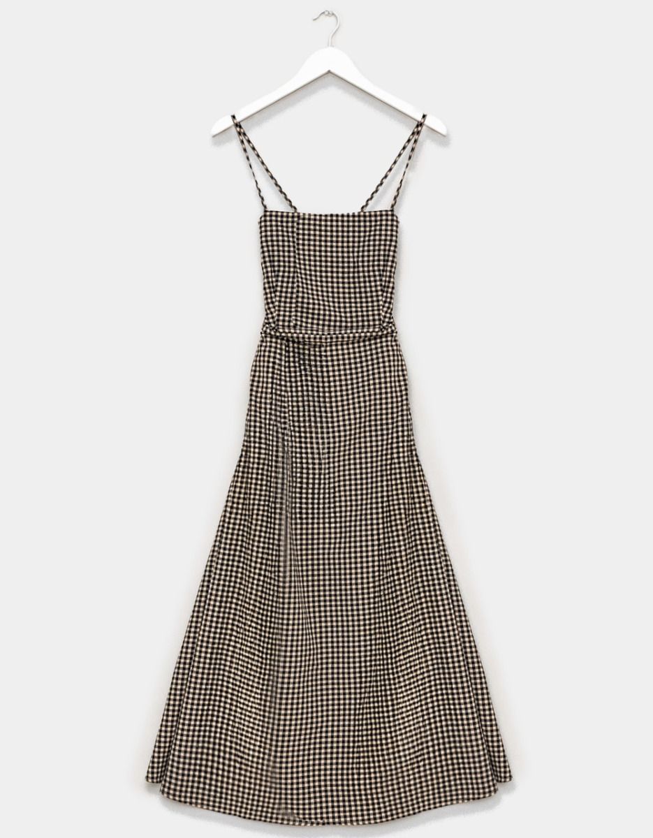 Lace-Back Gingham Dress_0