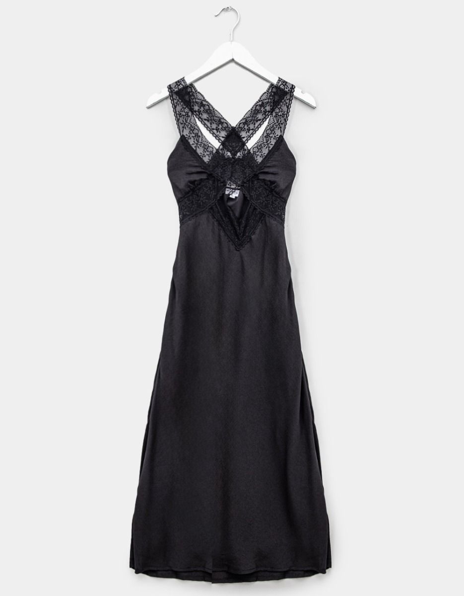 Lace Trim Midi Dress_0