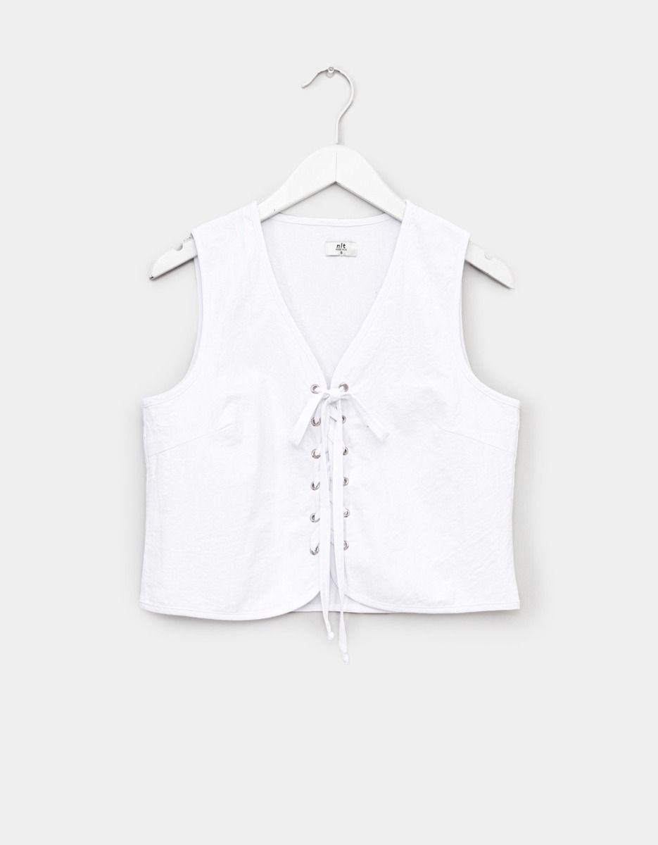 Lace-Up Cotton Top_0