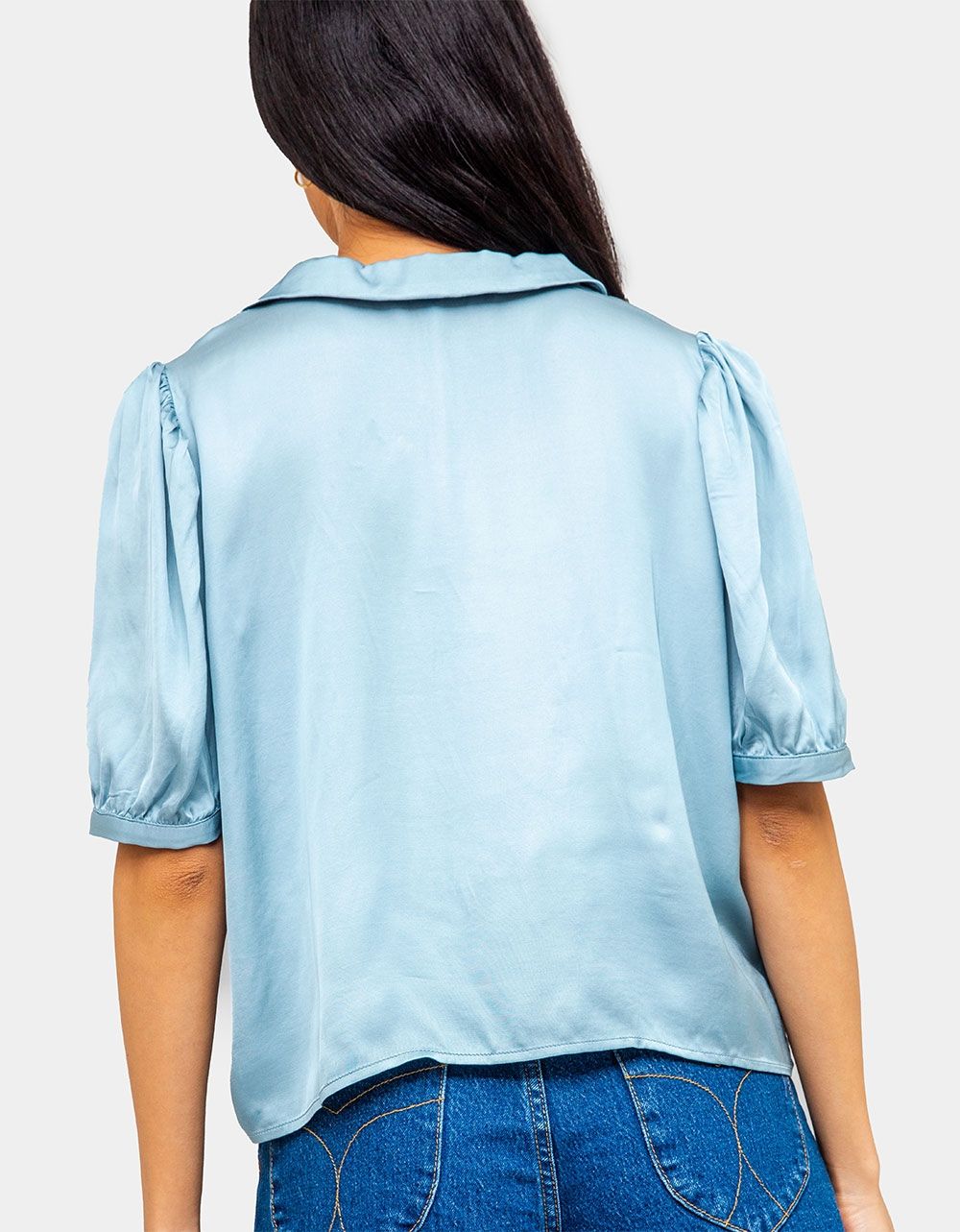Maleen Satin Blouse in Dusty Blue_4