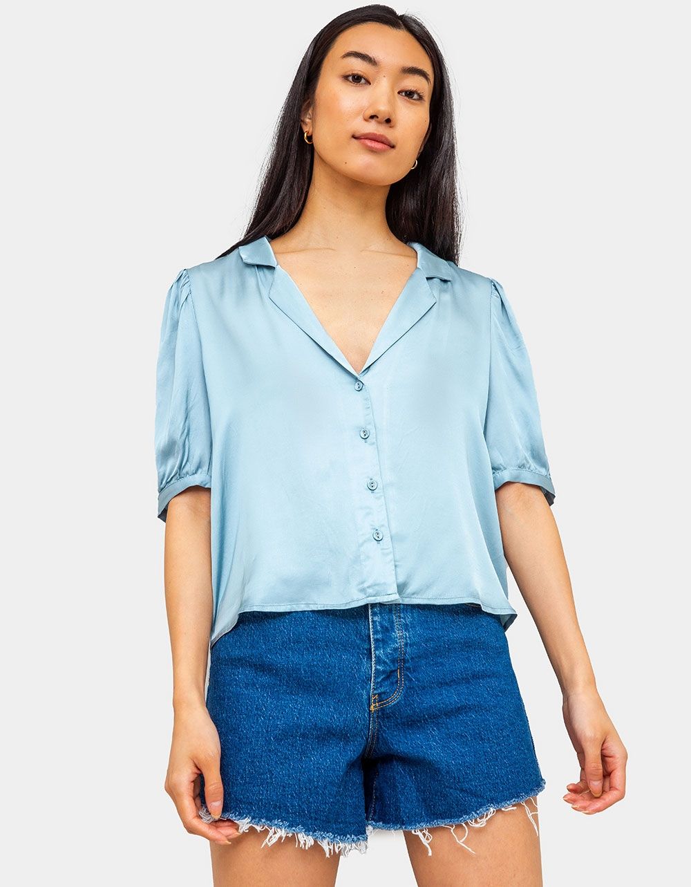 Maleen Satin Blouse in Dusty Blue_2