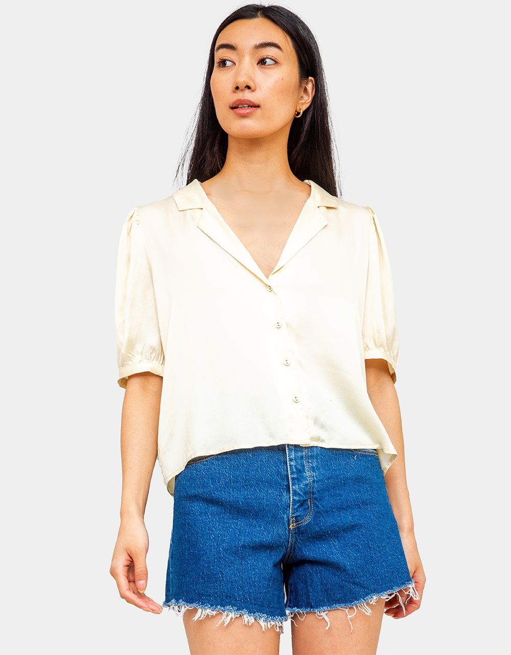 Maleen Satin Blouse in Pale Yellow_2