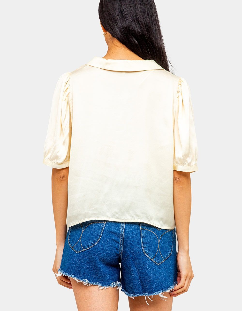 Maleen Satin Blouse in Pale Yellow_3