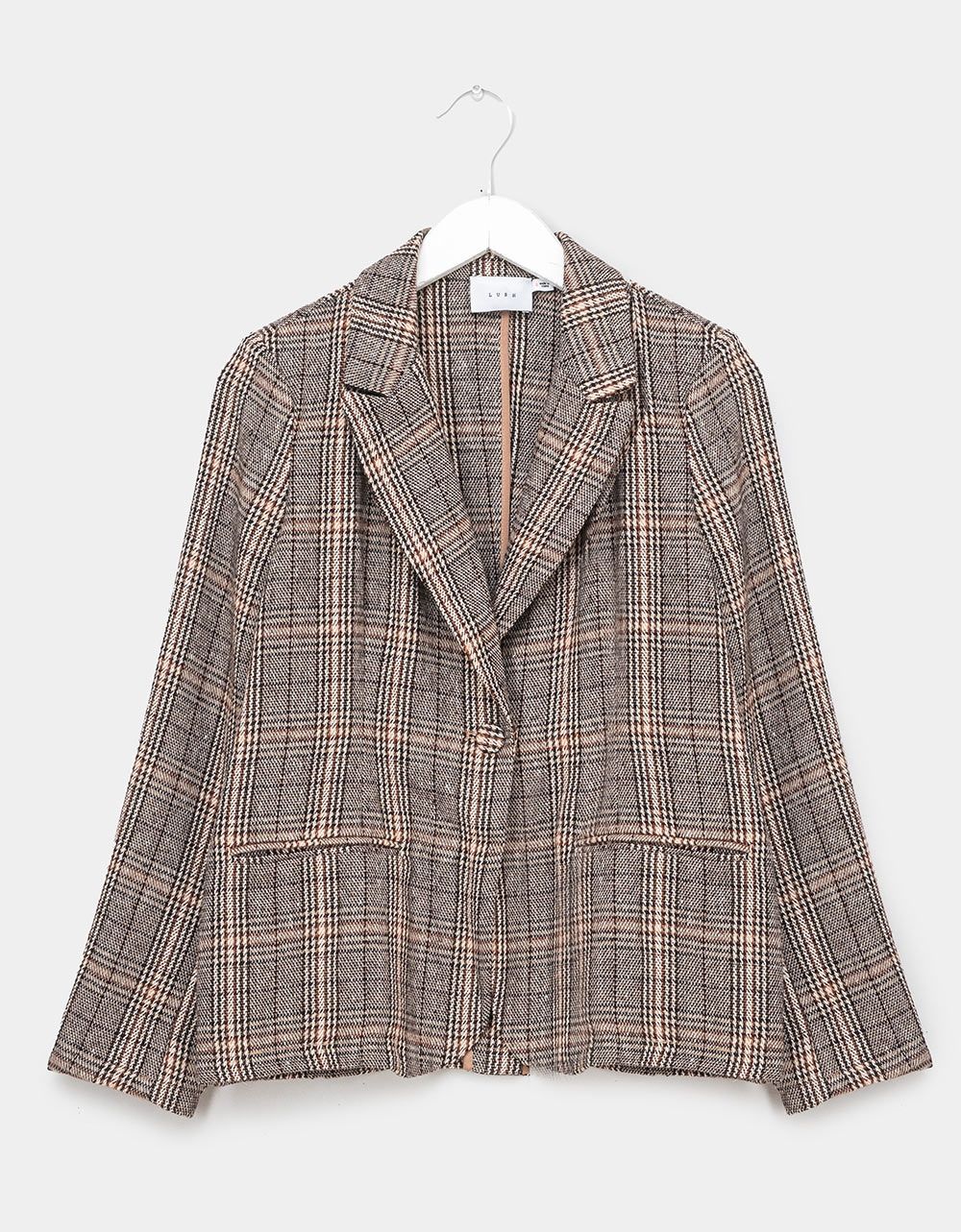 Marron Plaid Blazer_0