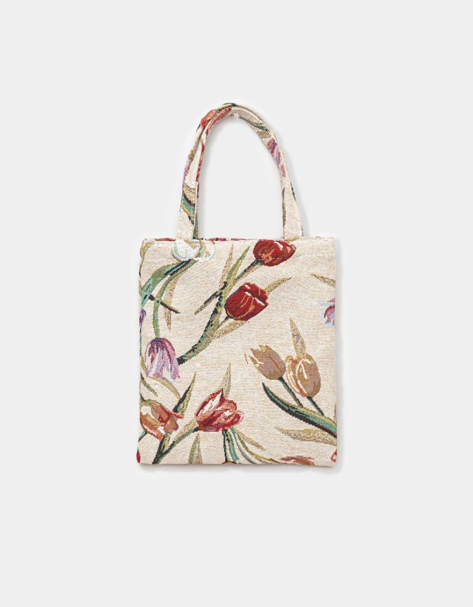 Mini Tapestry Tote in Beige_1