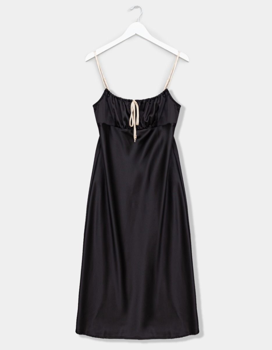 Nat Contrast Tie Dress_0