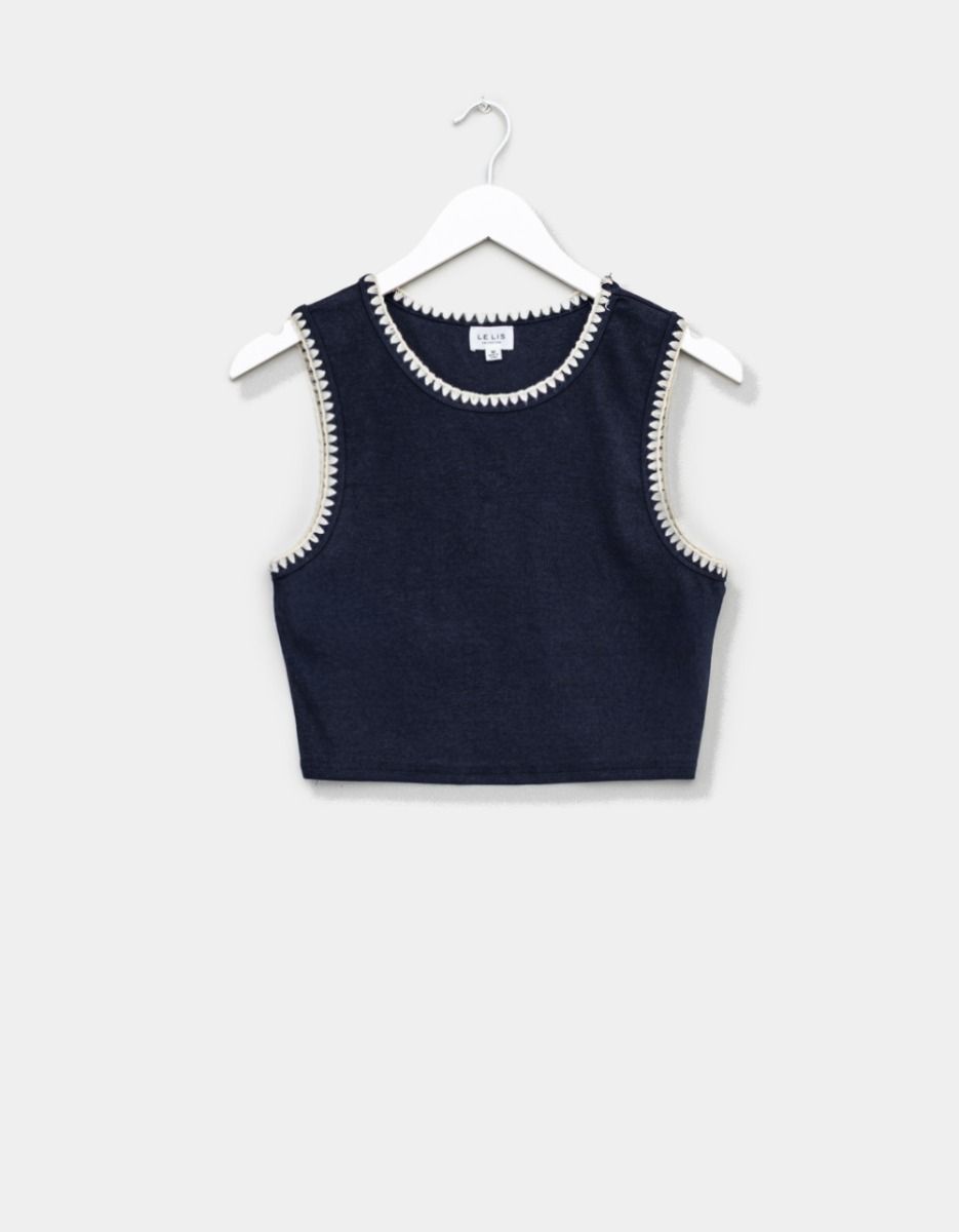 Navy Edge Stitch Tank_0