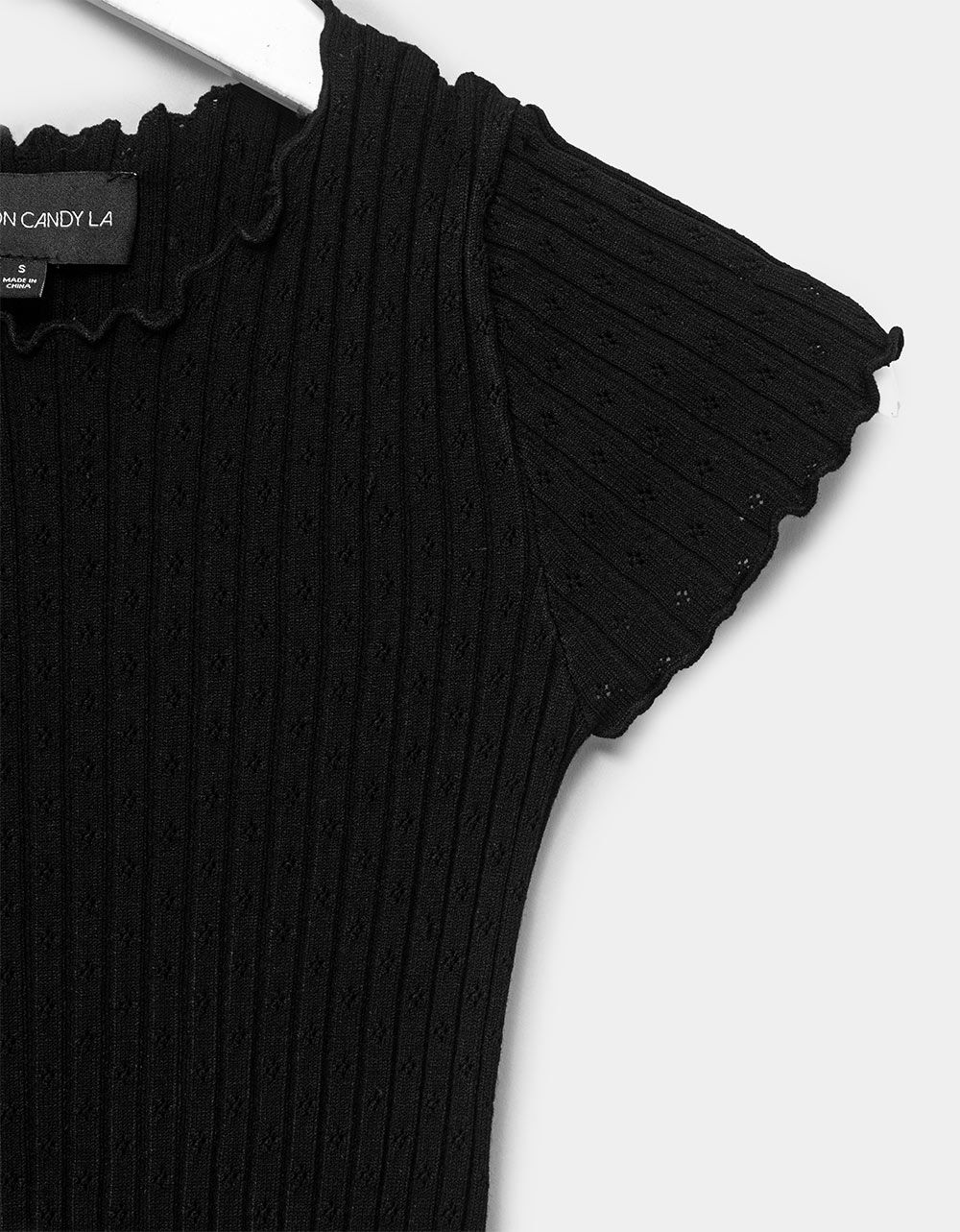 Nelle Pointelle Tee in Black_1