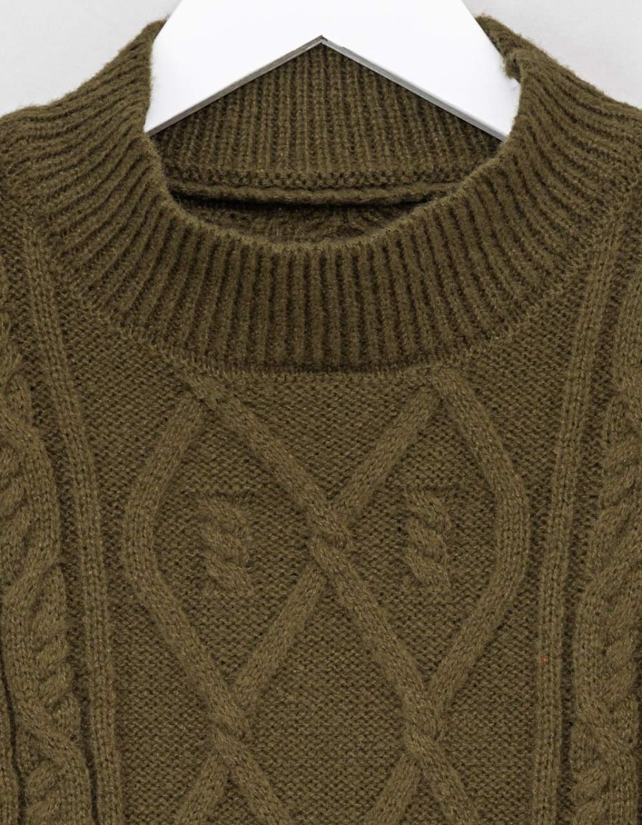 Olive Cable Sweater_2