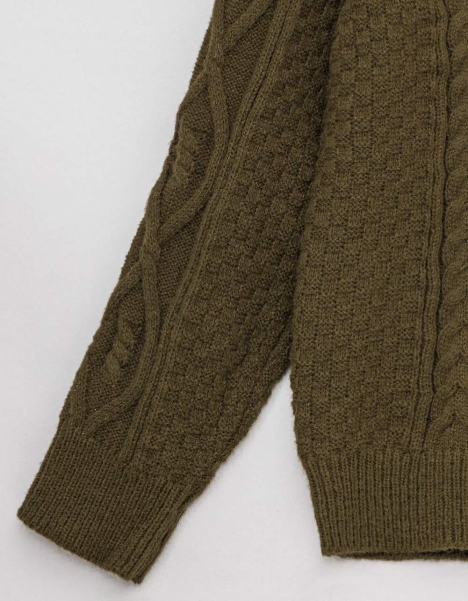 Olive Cable Sweater_1