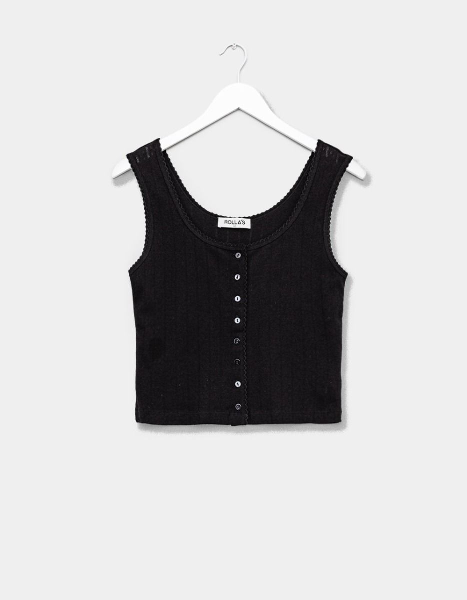 Paloma Pointelle Tank in Black_0