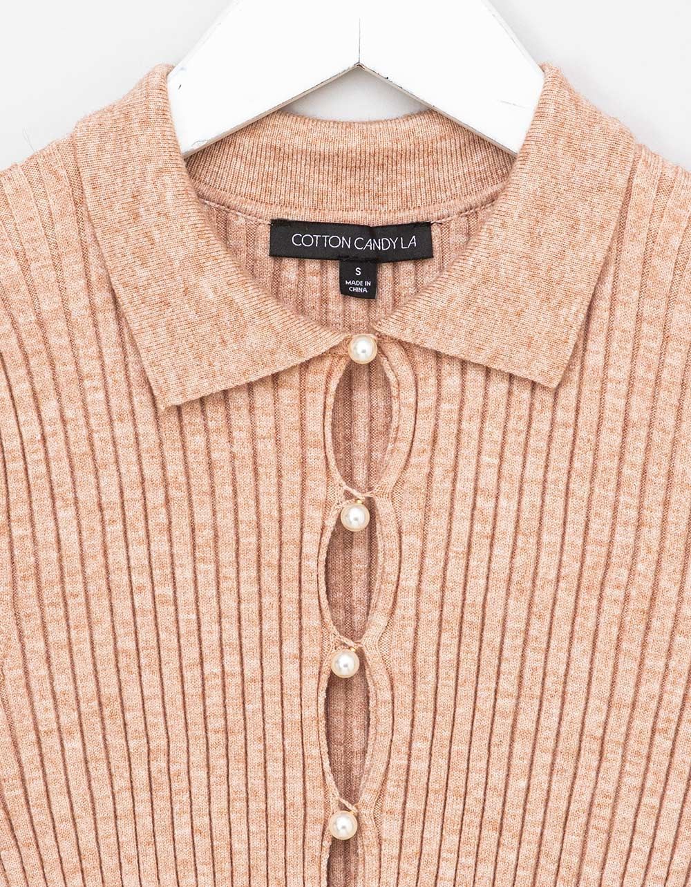 Pearl Button Cardi in Oatmeal_1