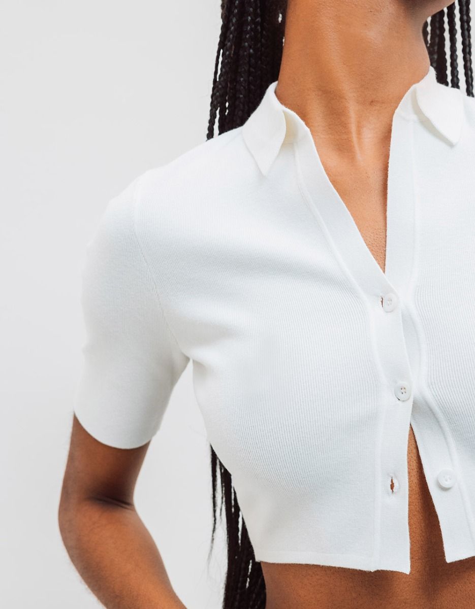 Petra Collar Top in White_1