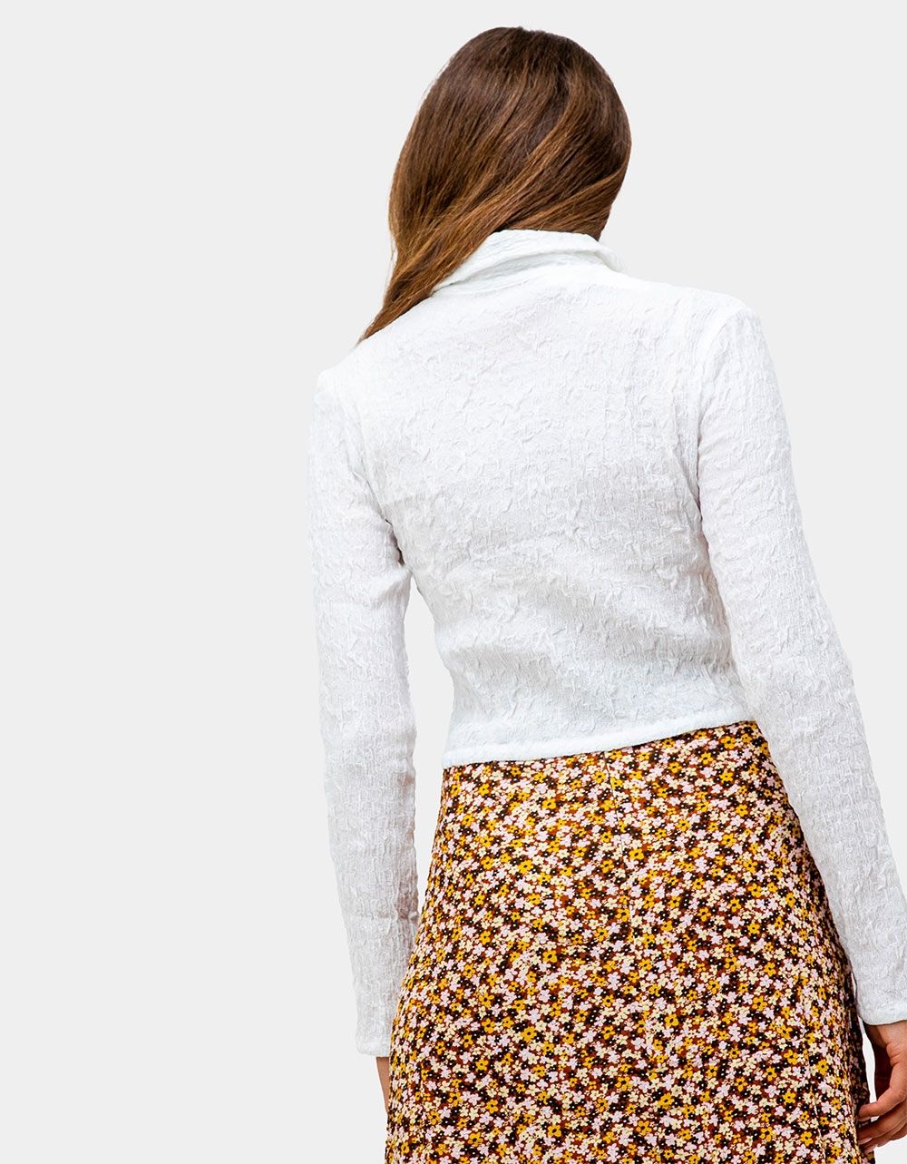 Phoebe Crinkle Shirt in Ivory_4