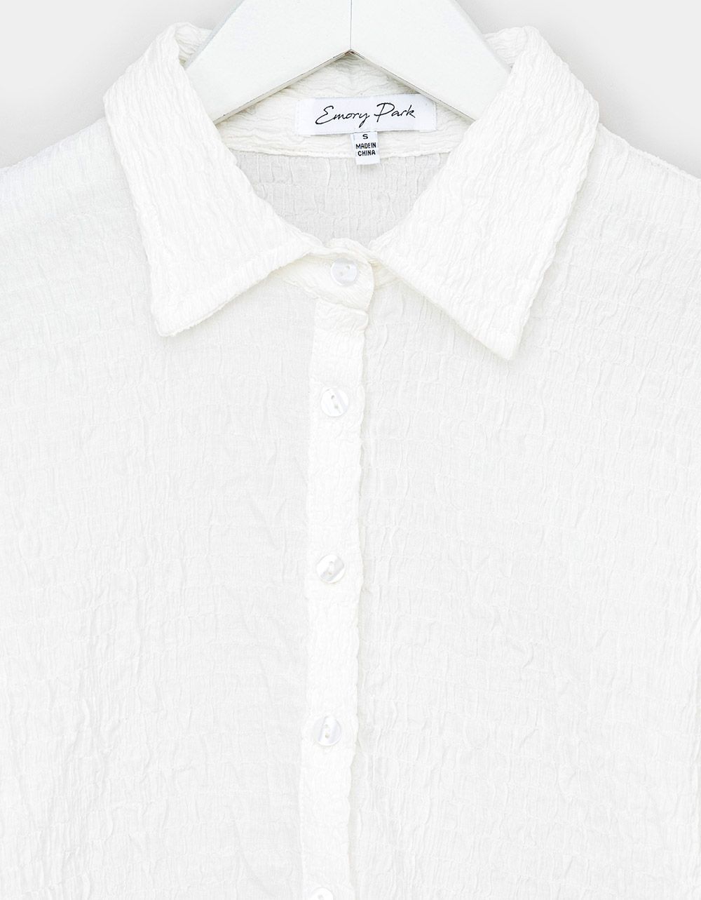 Phoebe Crinkle Shirt in Ivory_1