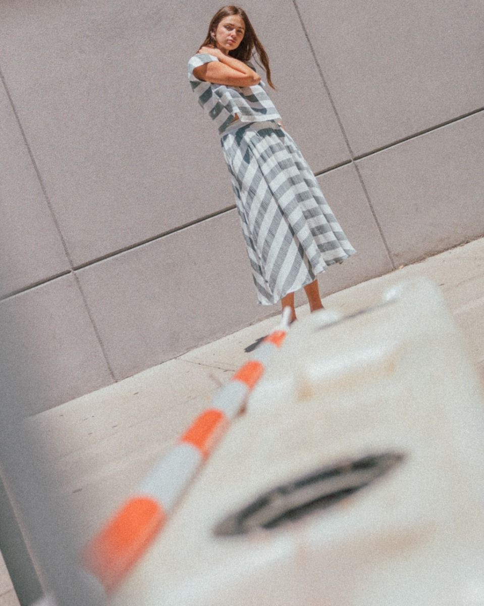 Pleated Stripe Skirt_1