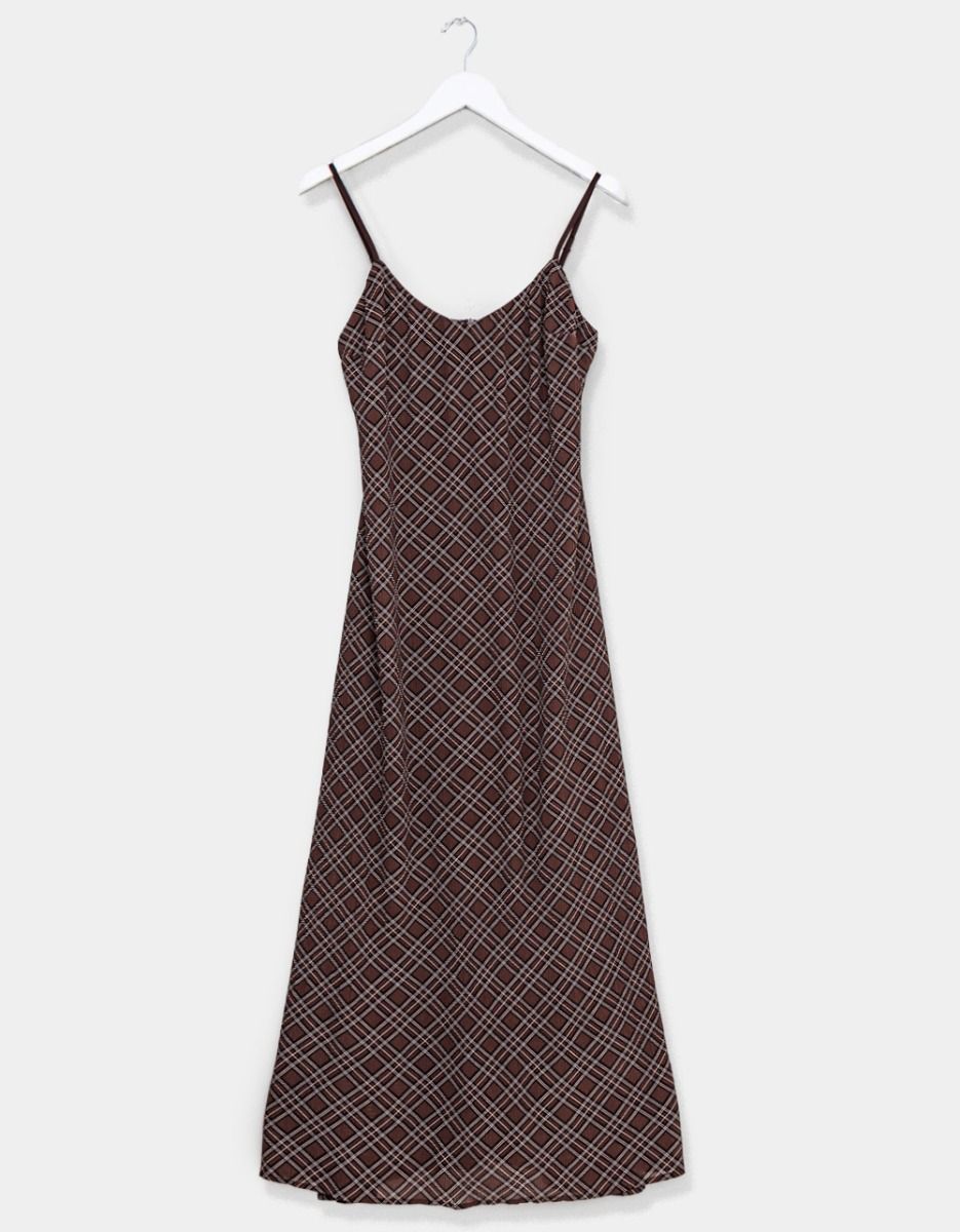 Pleats Plaid Slip Dress Pleats Plaid Slip Dress