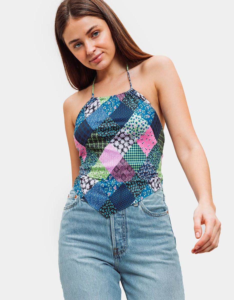 Plisse Patchwork Halter_1