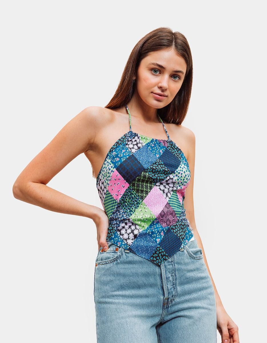 Plisse Patchwork Halter_2