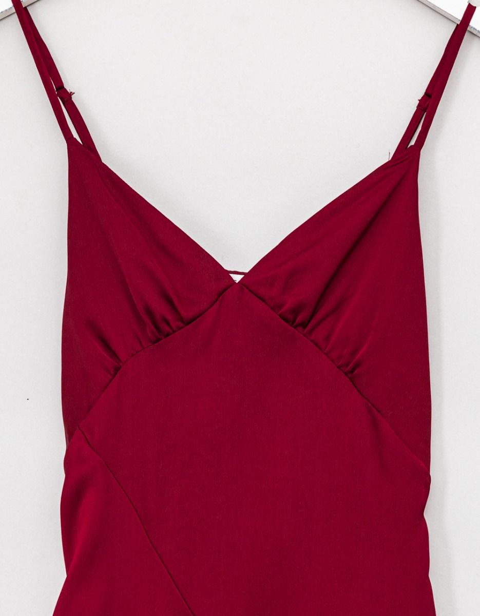 Regia Satin Slip Dress in Burgundy_2