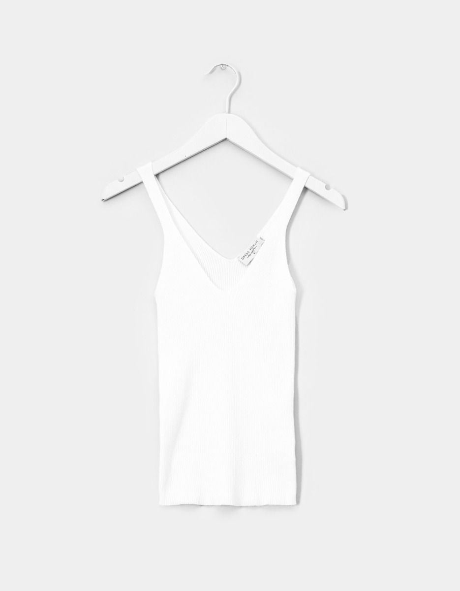 Rib Knit V-Tank_0