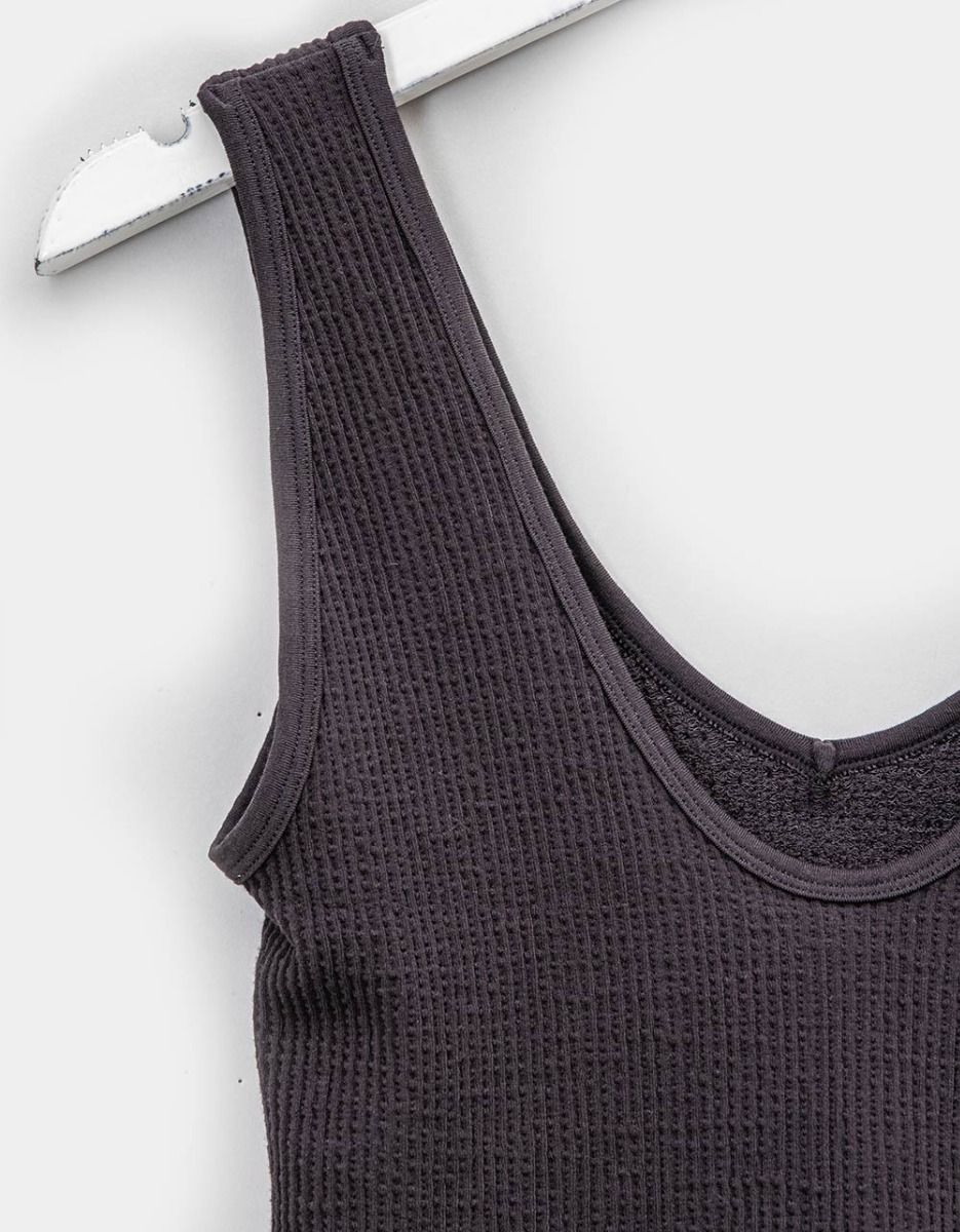 Ribbed Bra Tank in Black_4