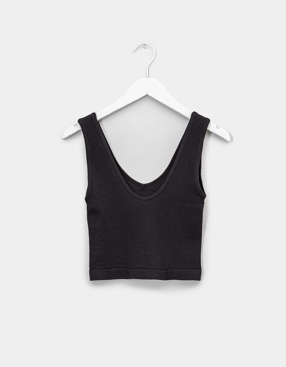 Ribbed Bra Tank in Black_0