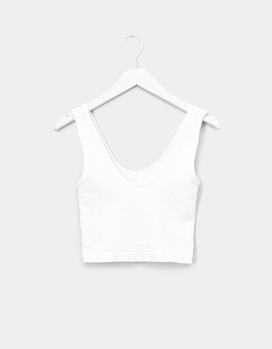 Ribbed Bra Tank in Ivory_0