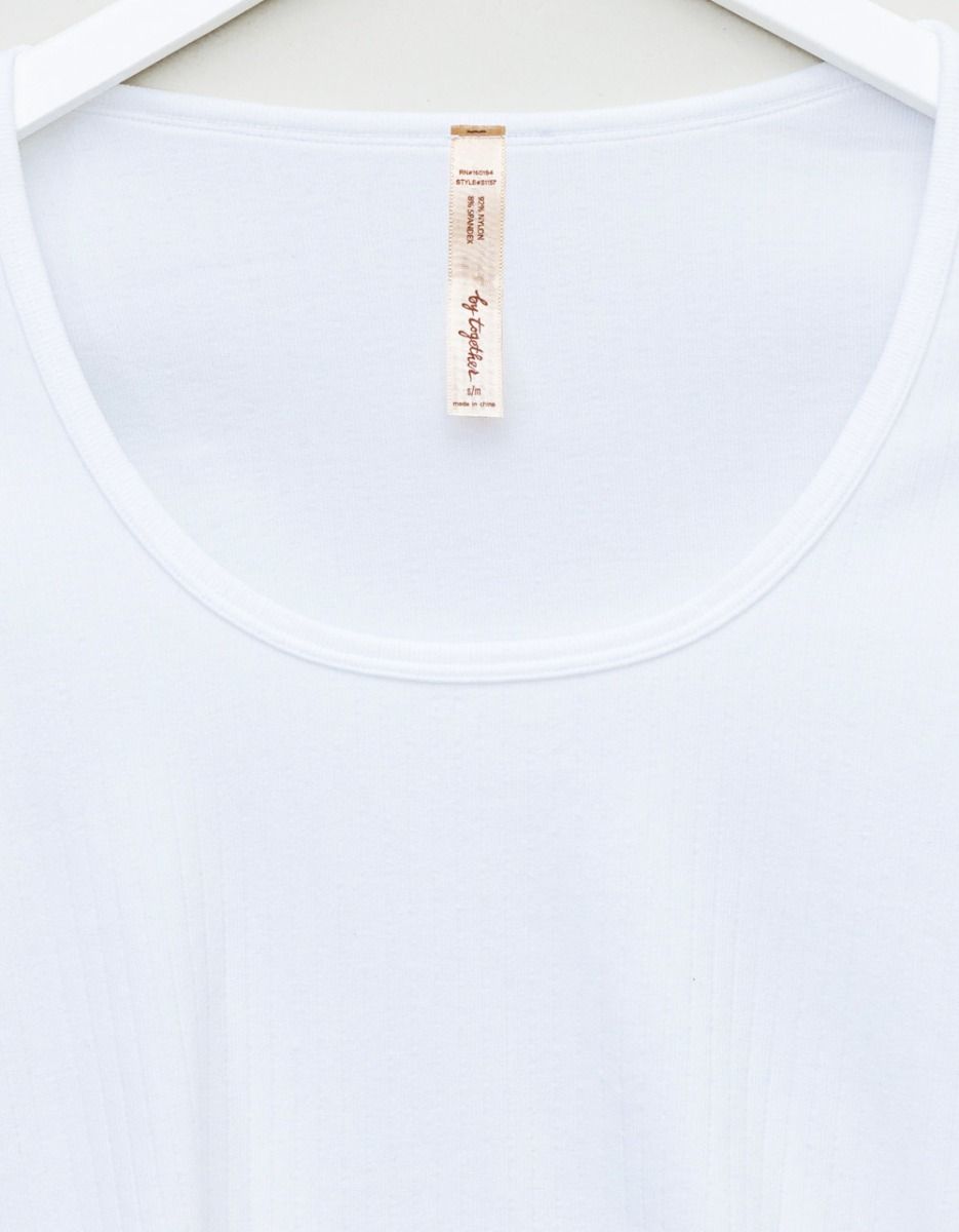 Ribbed Scoop Tee in White_2