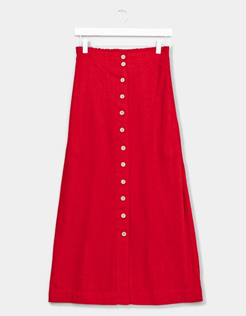 Rouge Linen Skirt_0