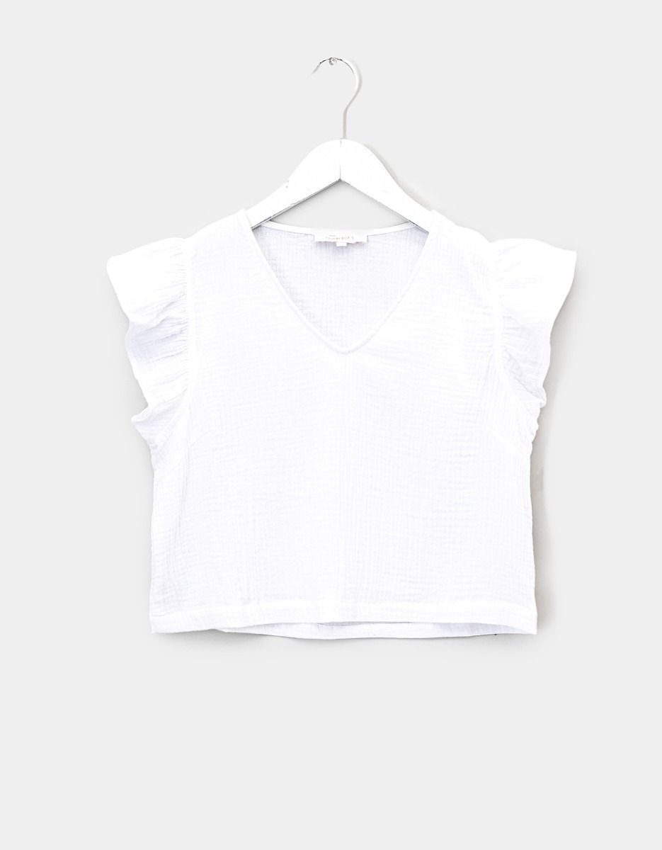 Ruffle Sleeve Cotton Top_0