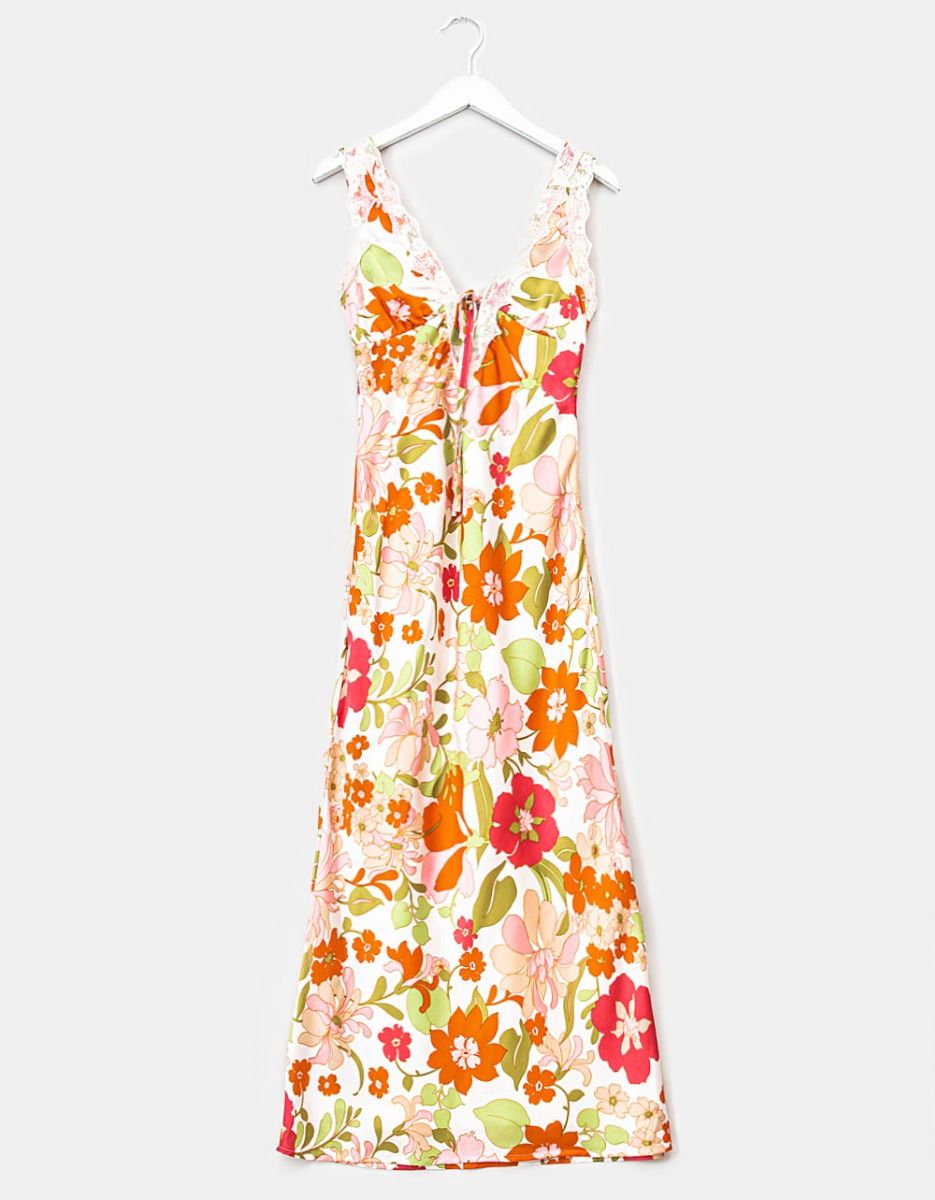 Satin Floral Bias Maxi_0