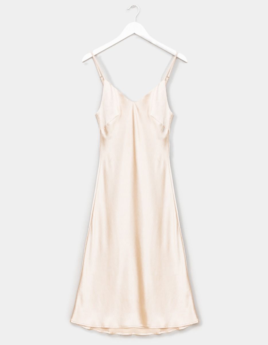 Satin Slip Dress in Eggshell_0