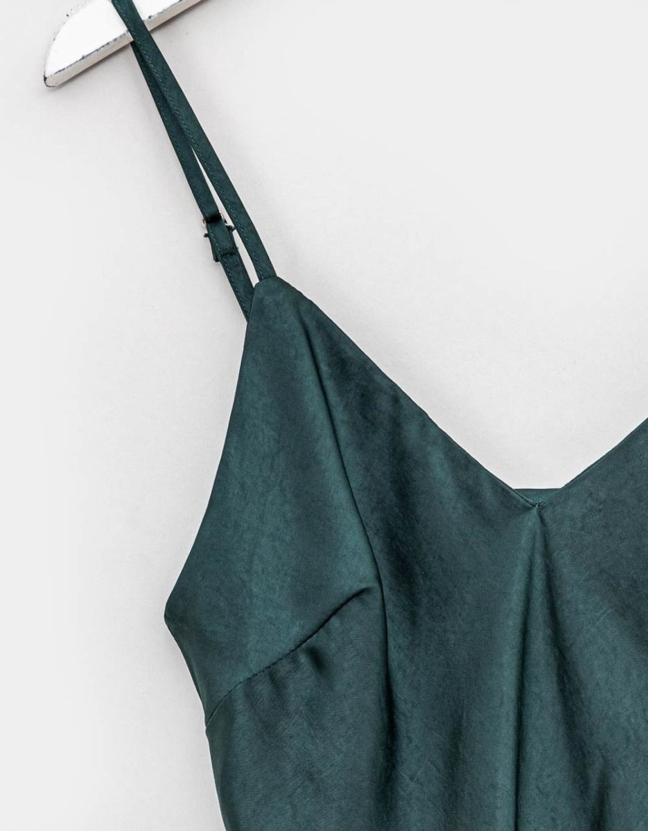 Satin Slip Dress in Pine_2