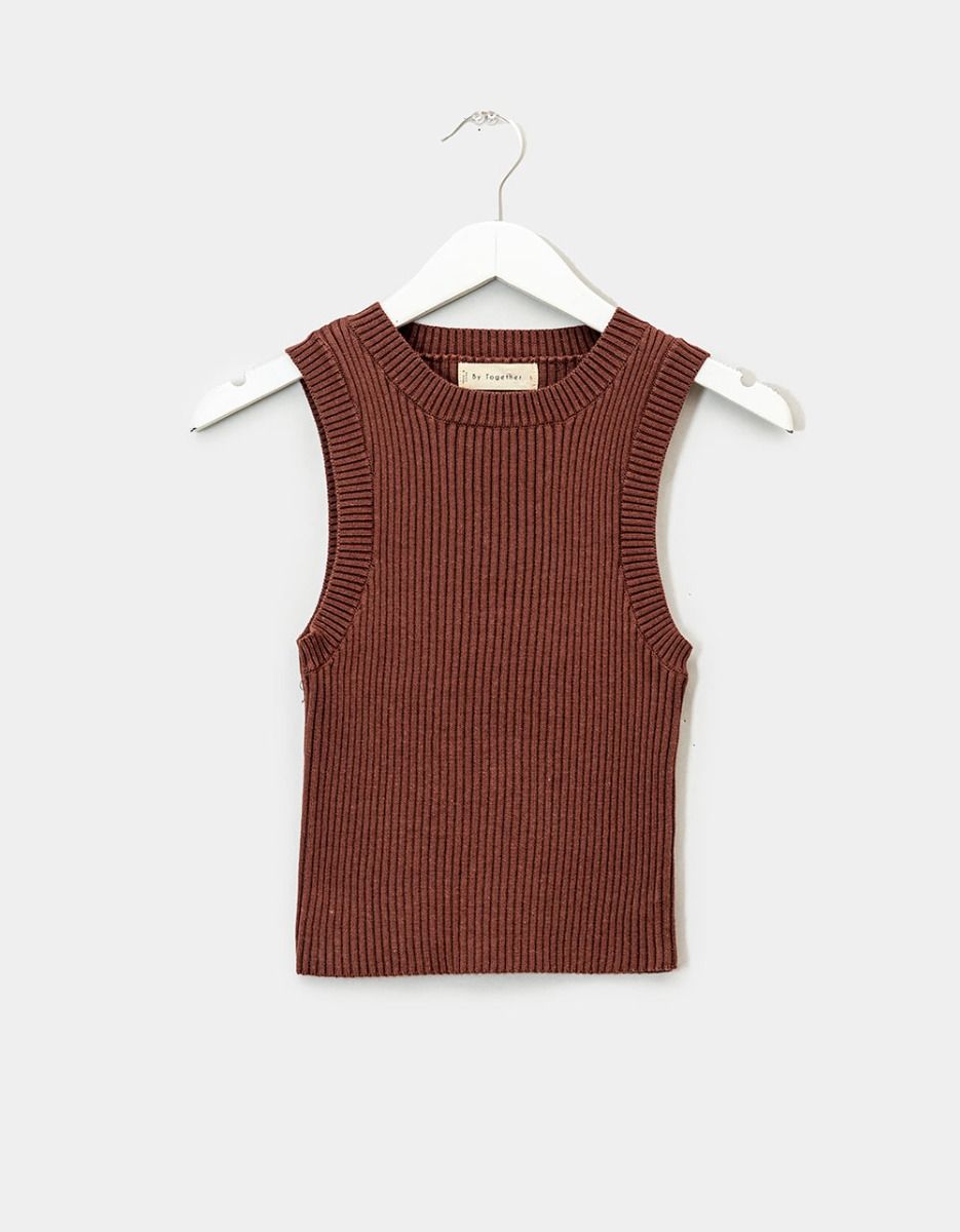 Sawyer Crop Knit in Brown_0