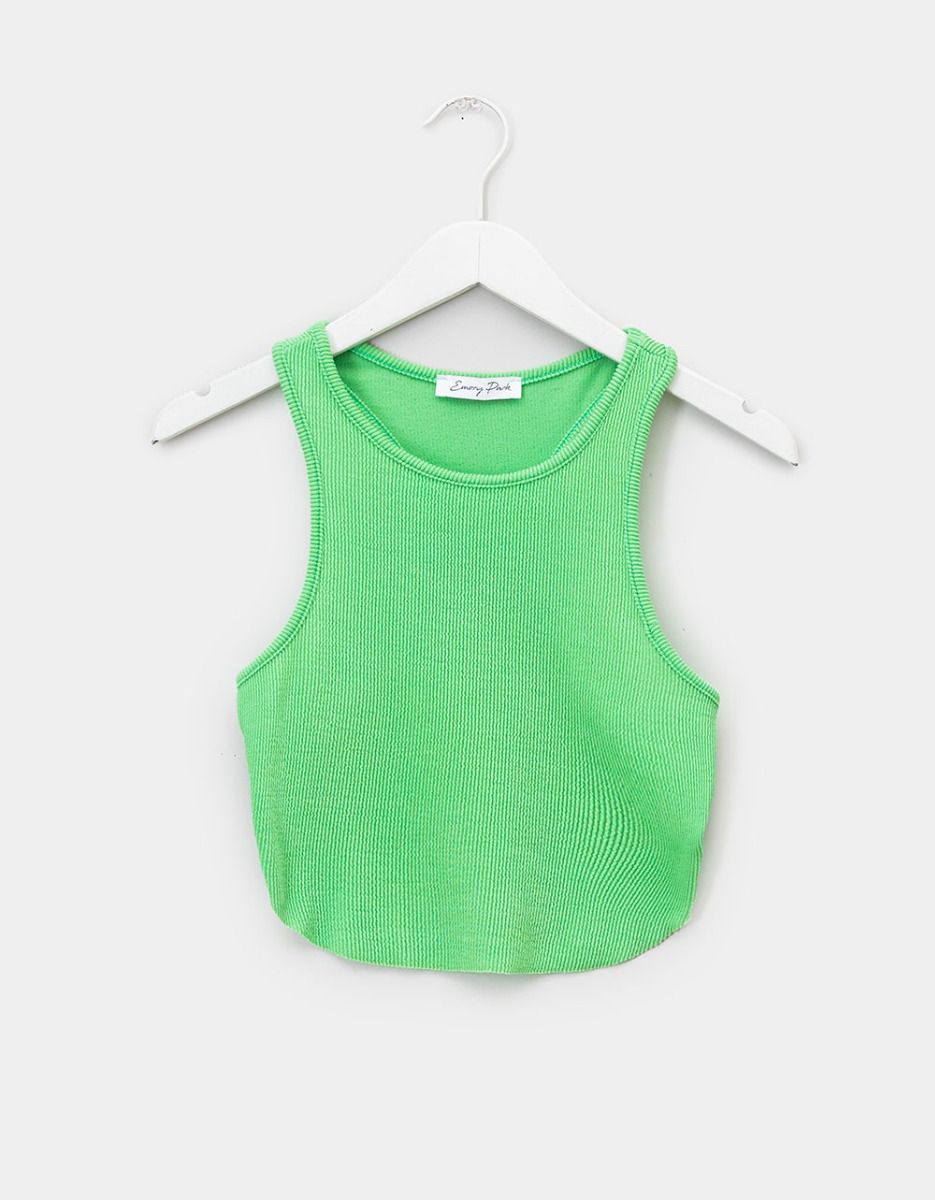 Scoop Hem Tank in Green_0