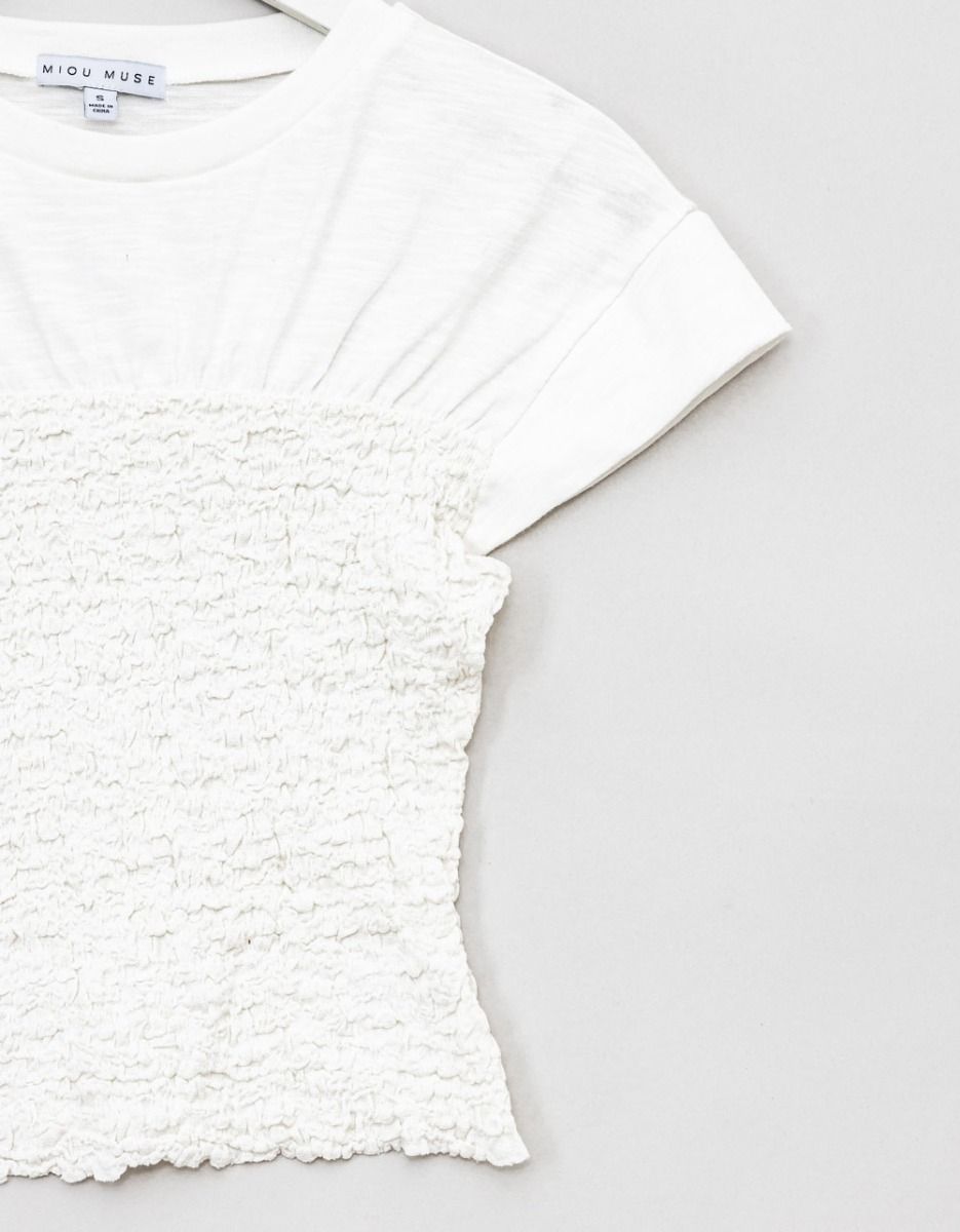 Smocked Tee in Ivory_1