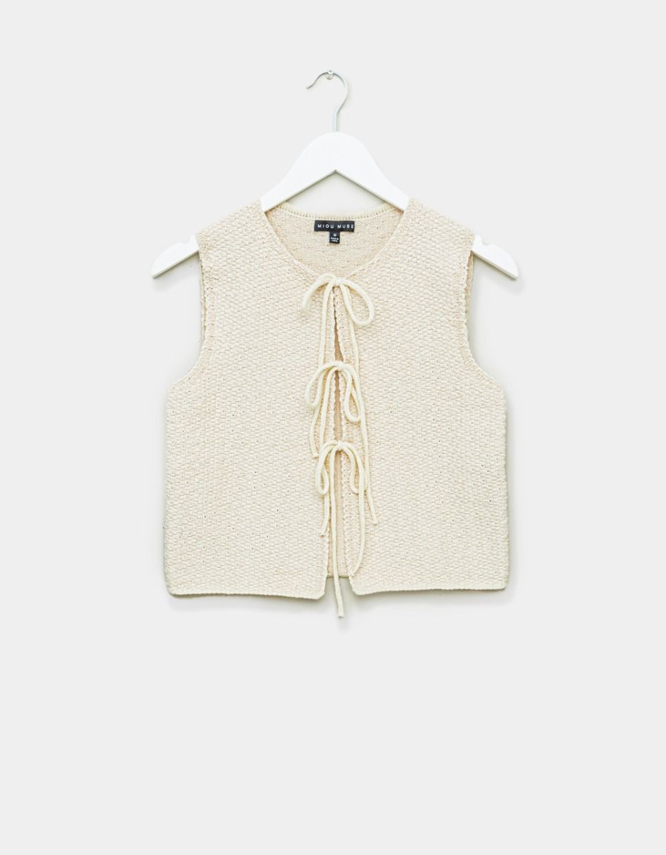 Sonya Tie Vest in Cream_0